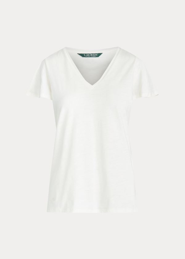 T Shirt Ralph Lauren Algodão Flutter-Sleeve Mulher 84537-PNZH